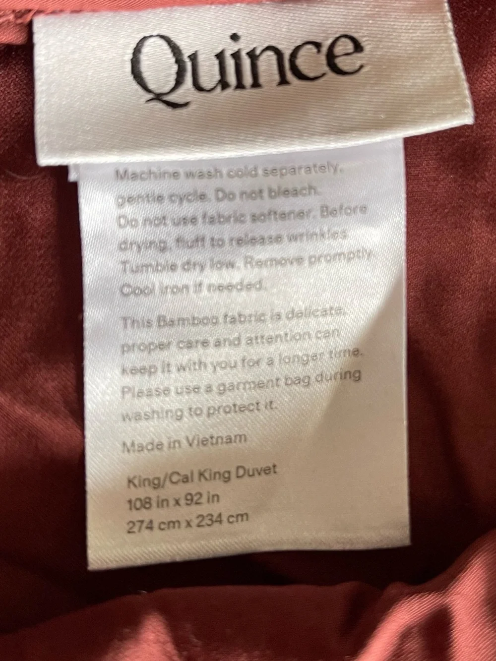 NEW Quince Organic Bamboo Duvet Cover Set, King/Cal King, Burgundy
